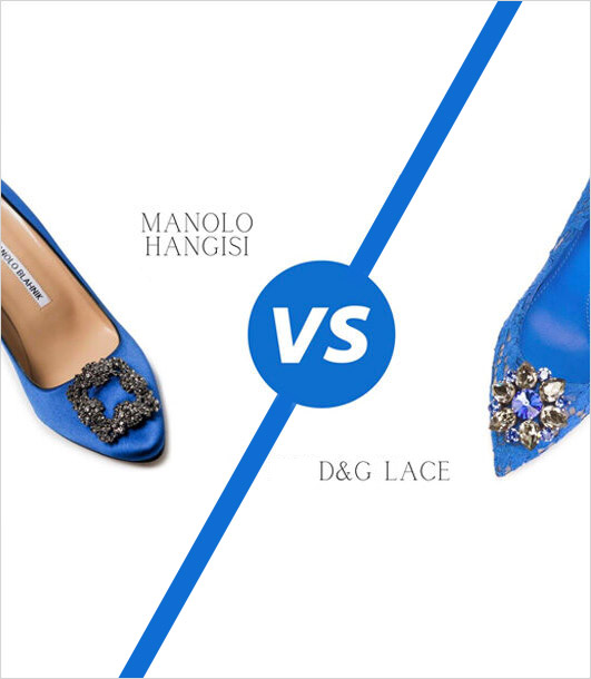 Read more about the article Battle of The Brooch Pumps! Manolo Blahnik Hangisi Pumps VS Dolce & Gabbana Rainbow Lace Pumps