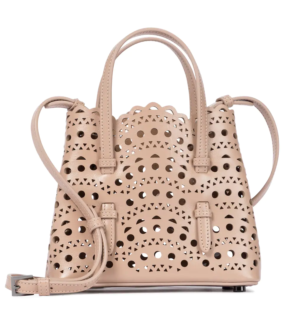 alaia mina micro leather tote