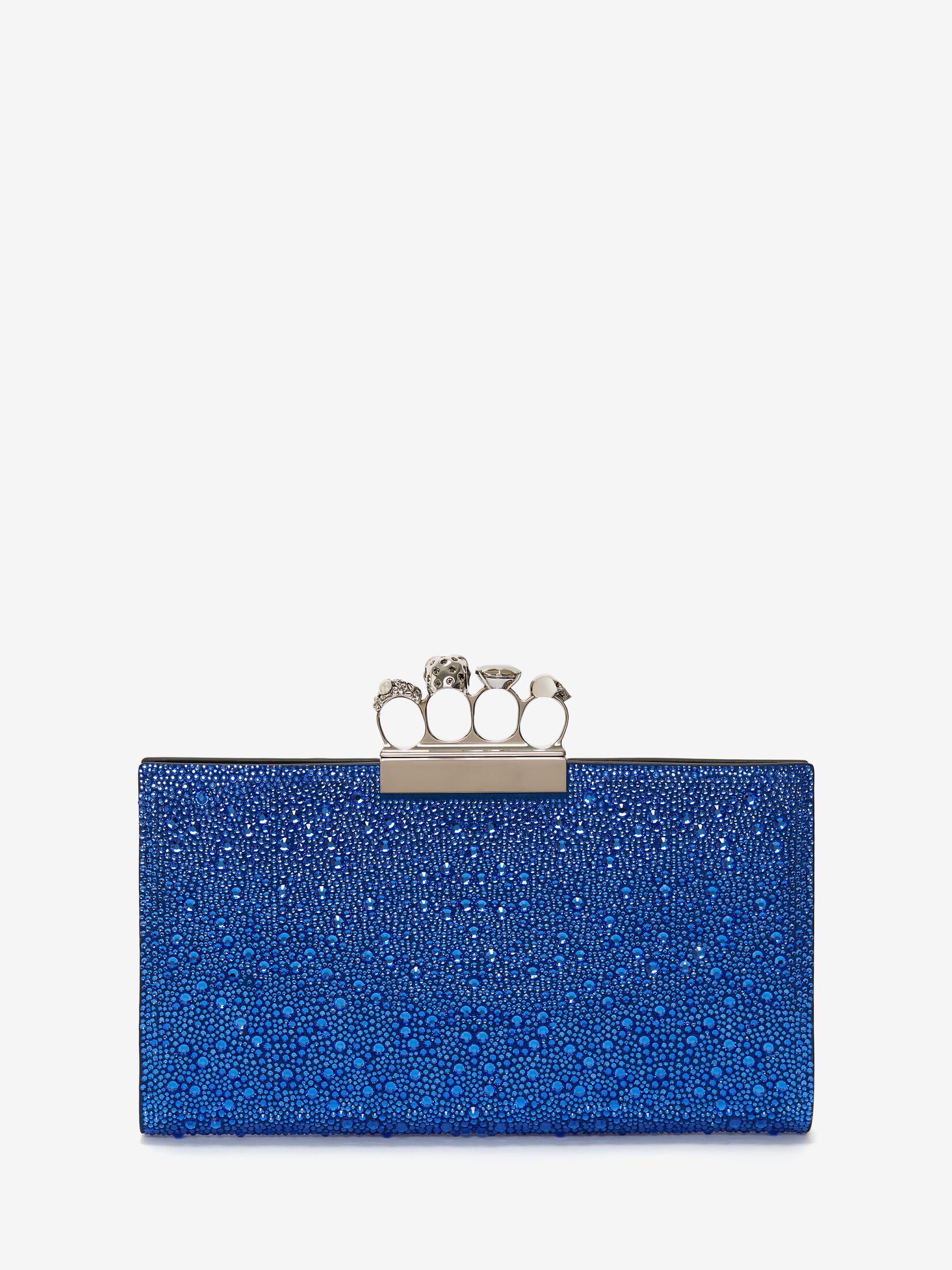 Alexander McQueen 4 Ring Knuckle Clutch Bag Blue Black Leather