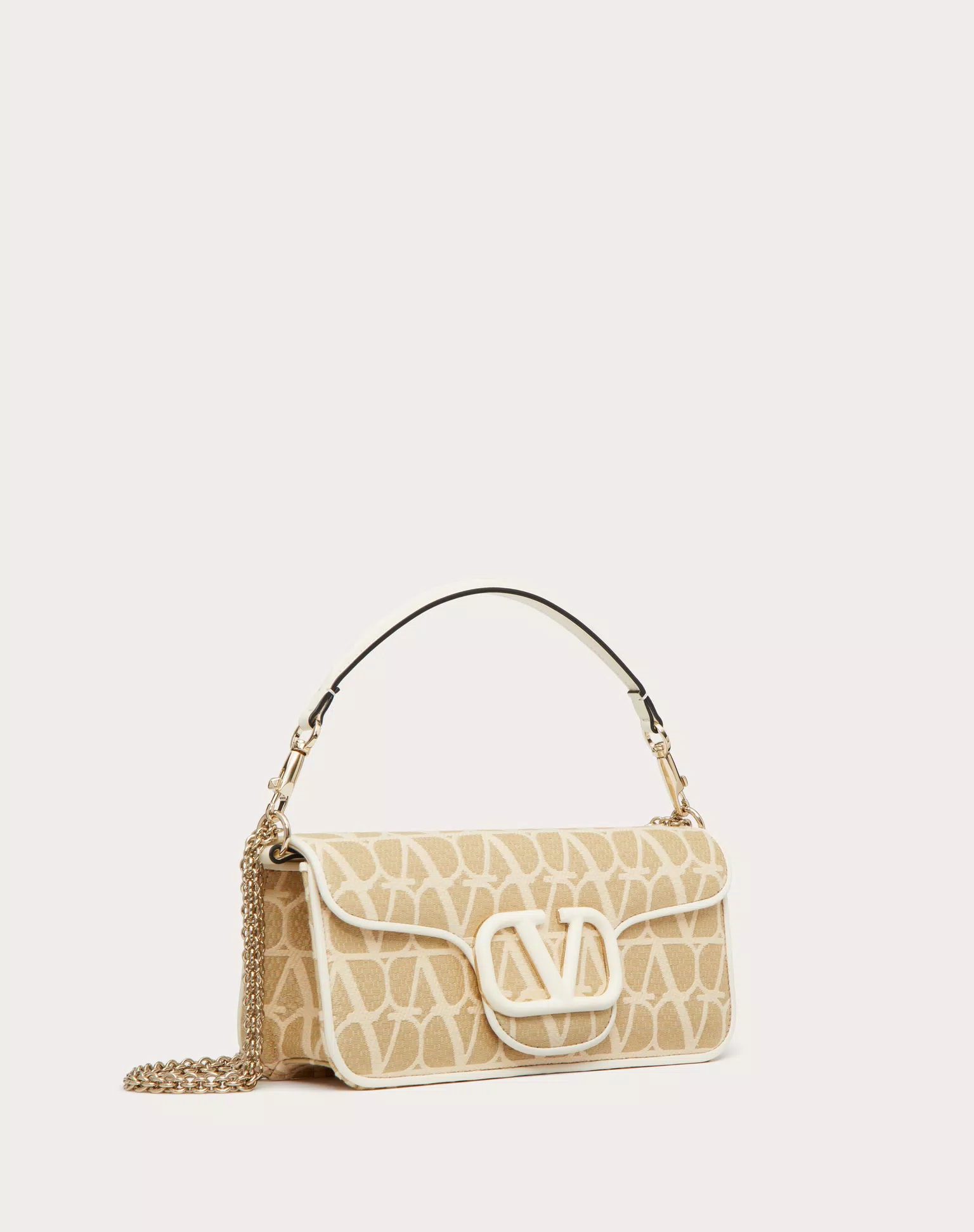 VALENTINO GARAVANI LOCÒ TOILE ICONOGRAPHE RAFFIA SHOULDER BAG