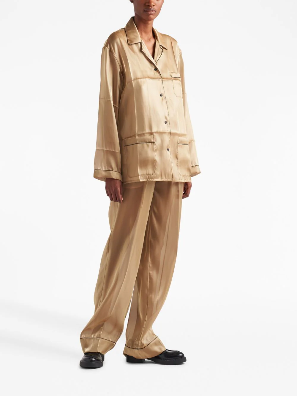 Prada contrast-trim voile pajamas