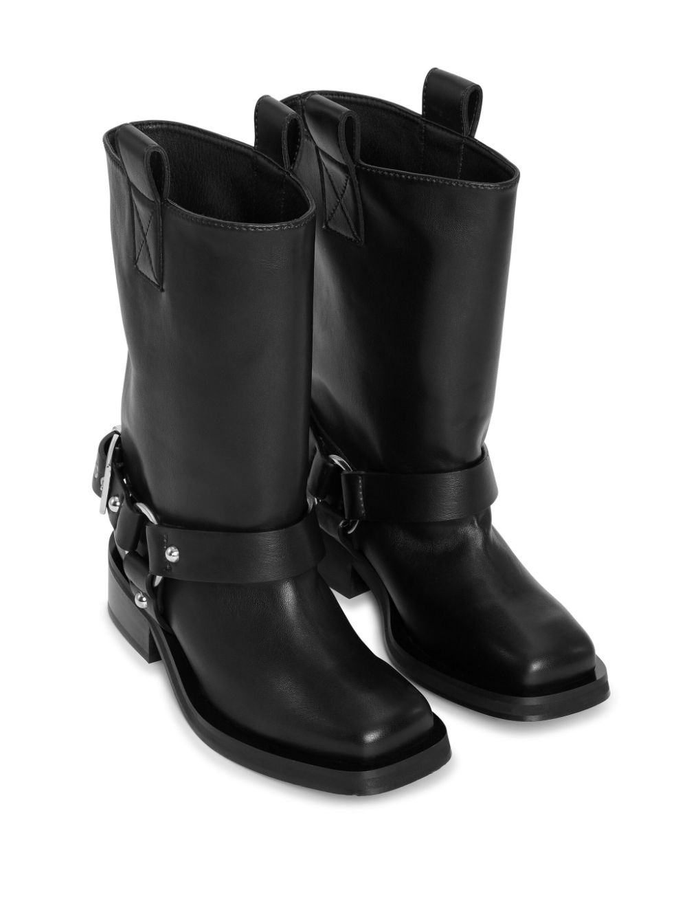 GANNI
buckle-strap leather biker boots