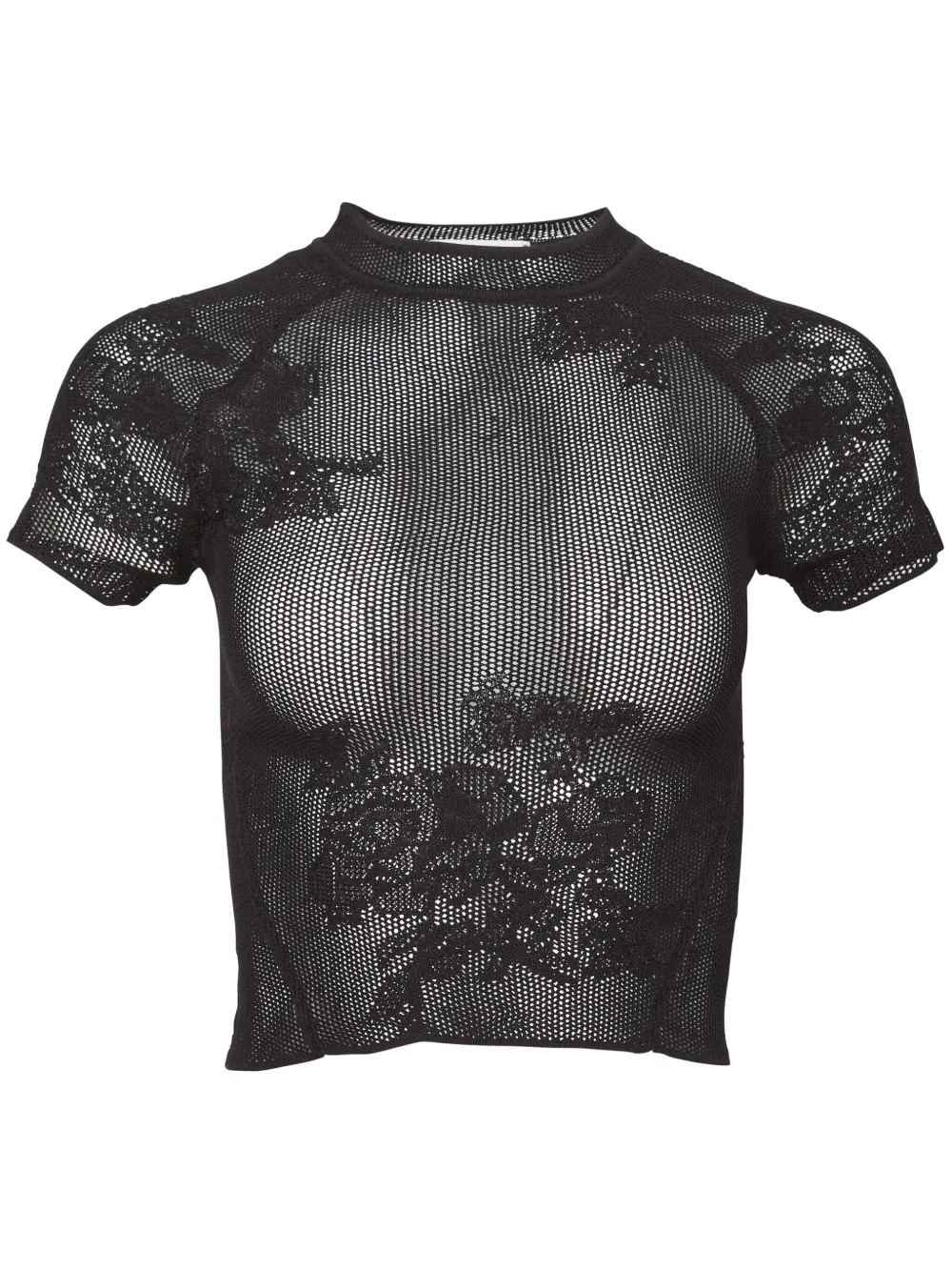 Fleur Du Mal pointelle-knit lace T-shirt