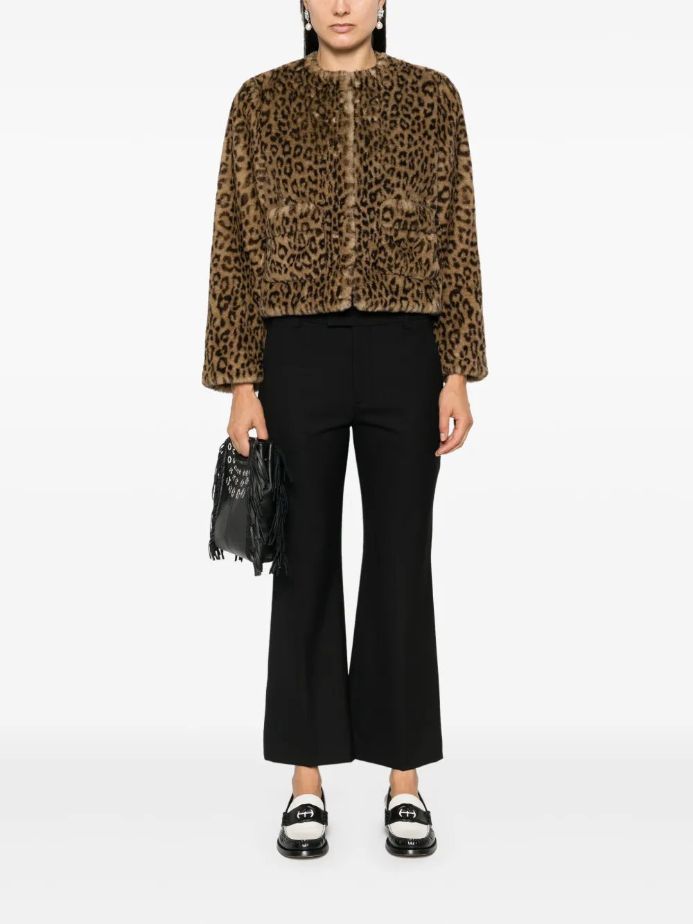 Maje
cropped faux-fur jacket