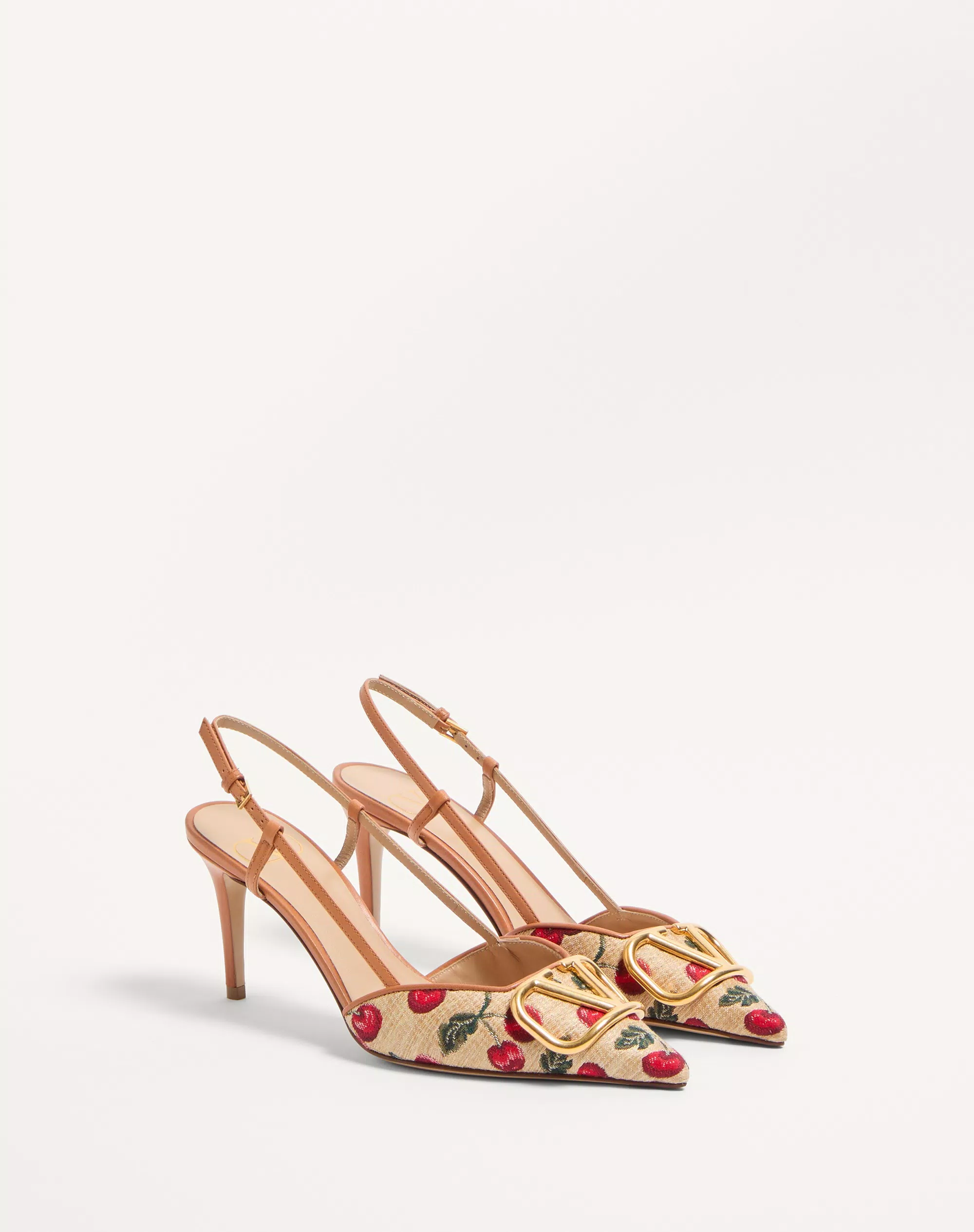 VLOGO SIGNATURE SLINGBACK PUMPS IN CHERRYFIC PATTERN 80MM