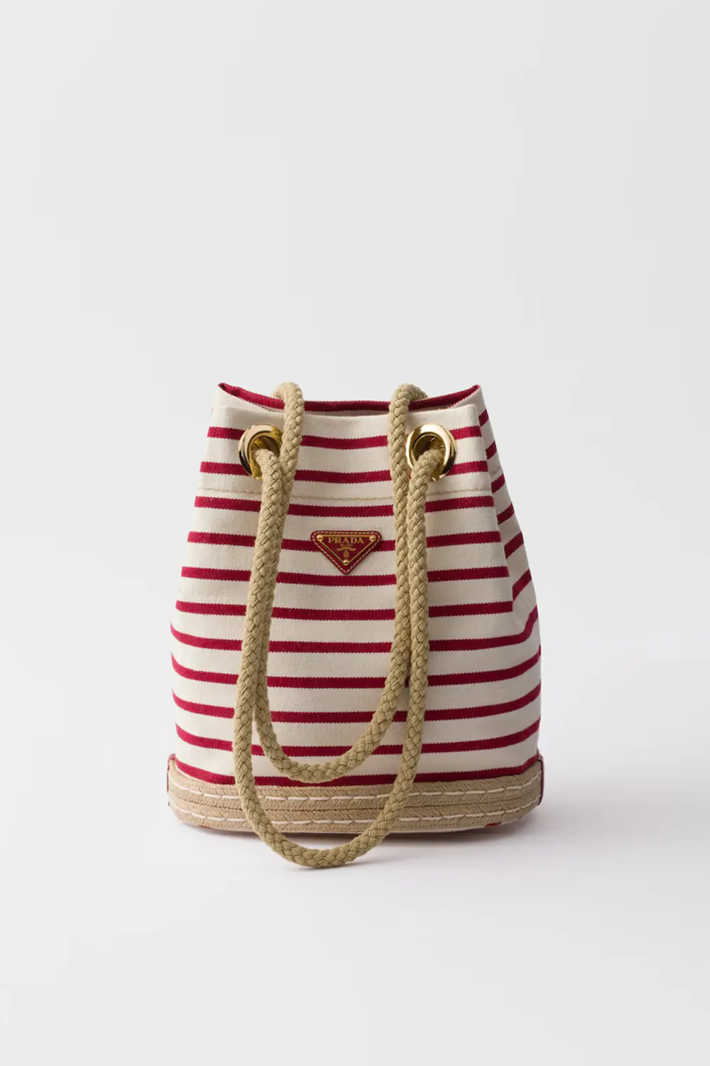 Prada Mariner small striped fabric bucket bag
