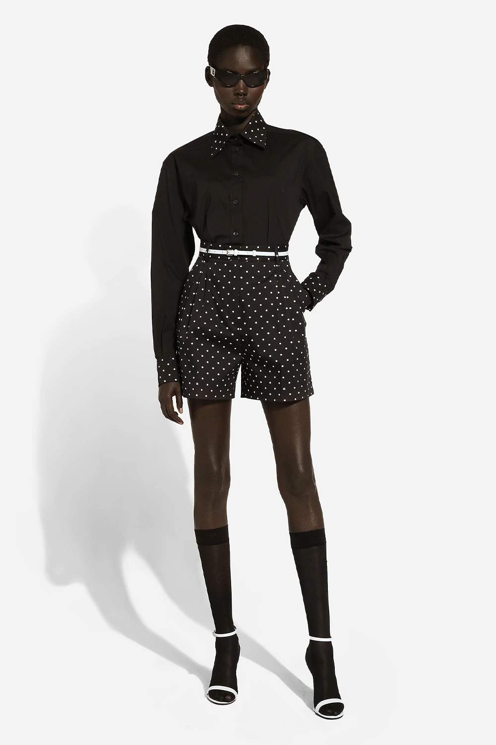 Polka-dot cotton shorts