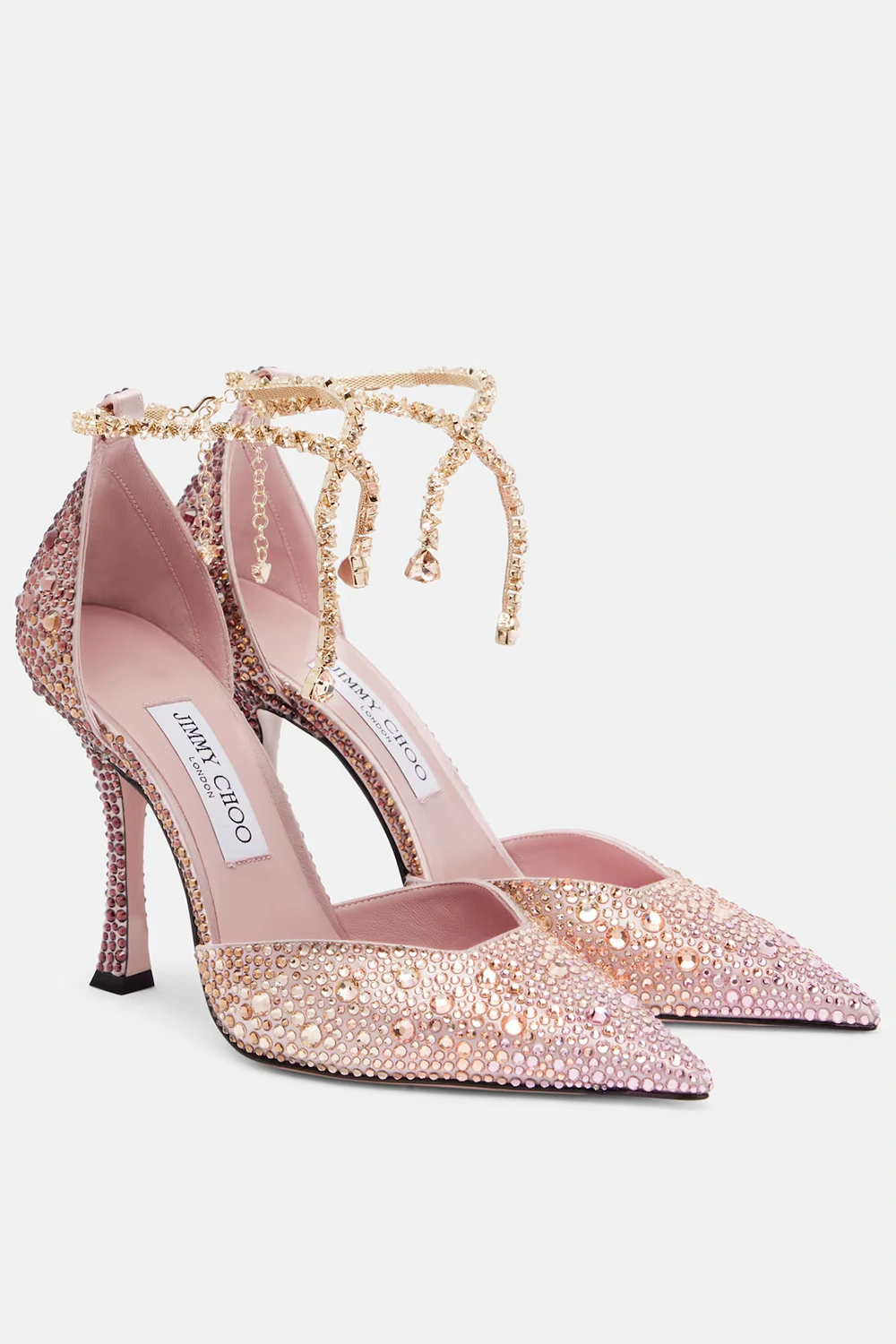 Jimmy Choo Stevie 100 crystal satin pumps