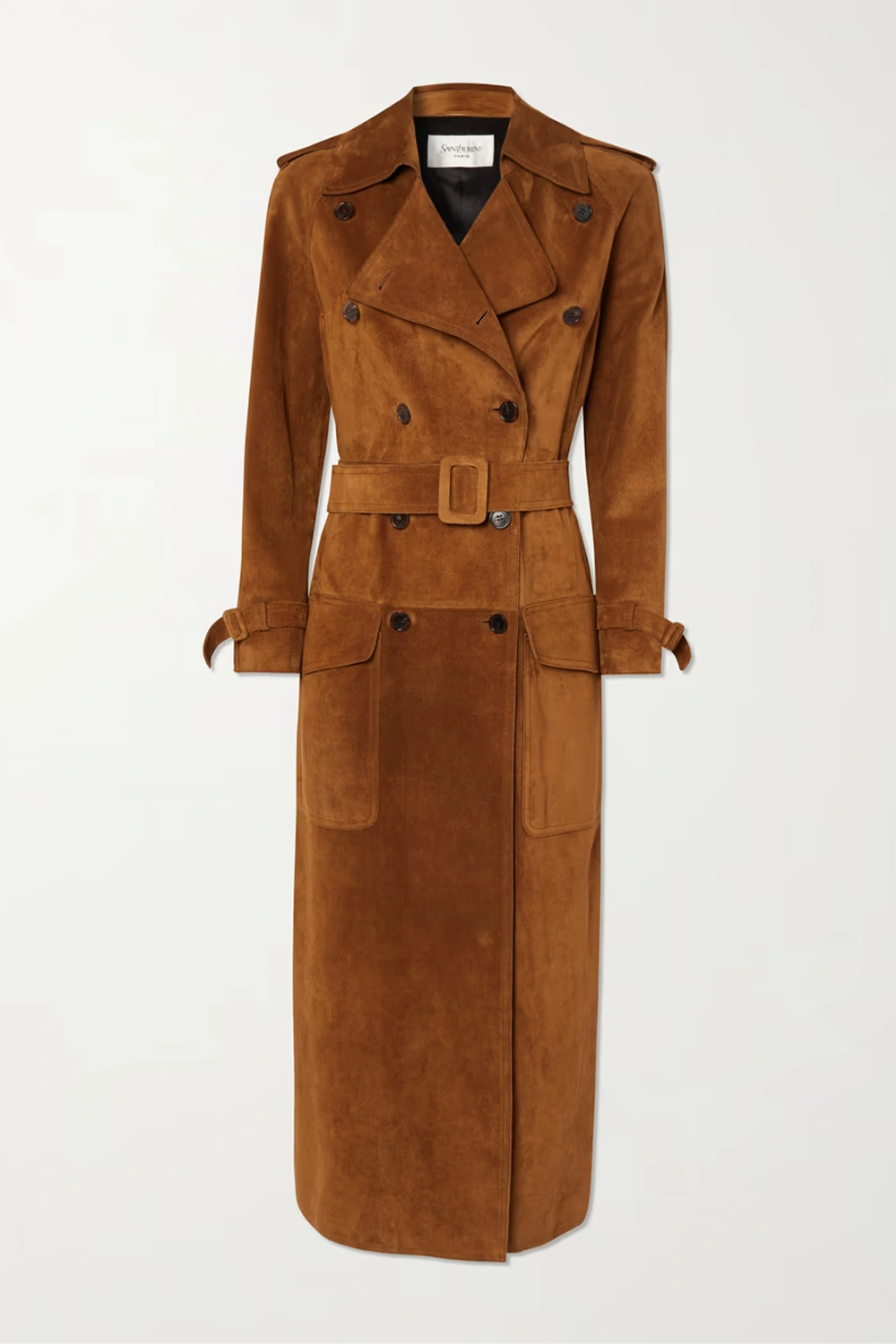 SAINT LAURENT Suede trench coat