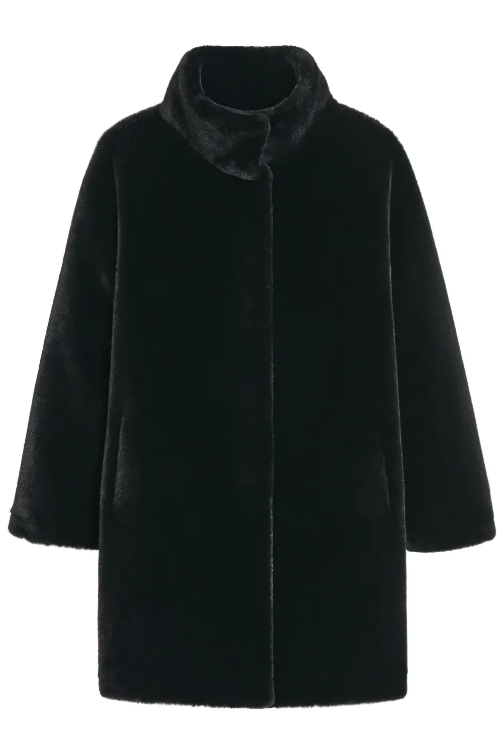 Apparis high-neck faux fur coat