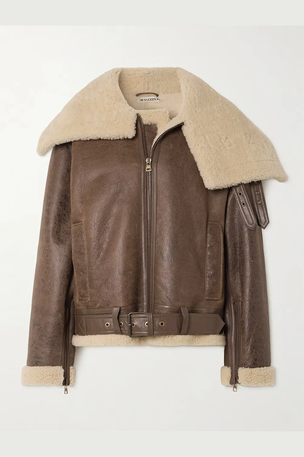 JW ANDERSON Oversized belted shearling jacket