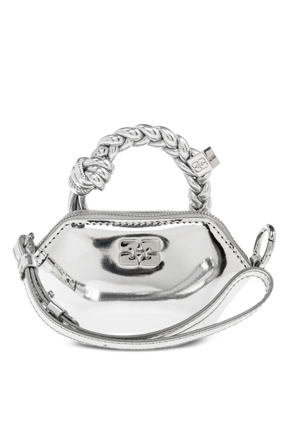 GANNI Bag pendant in metallic look with braided handle