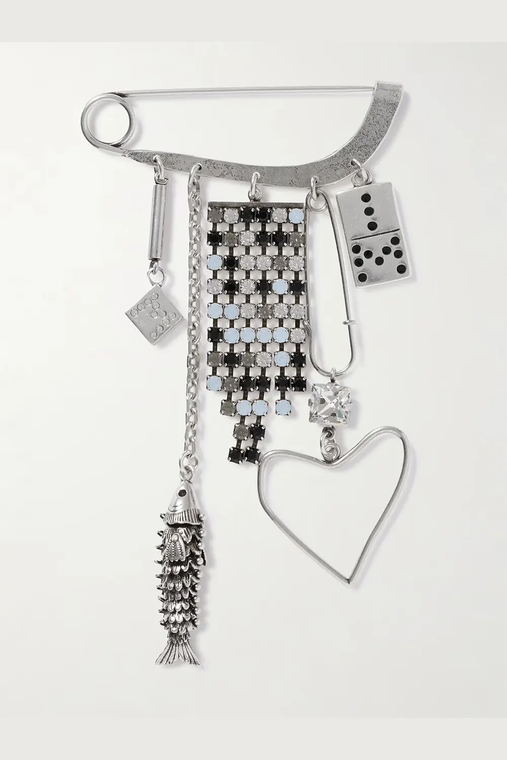 ISABEL MARANT Abby crystal-embellished silver-tone brooch