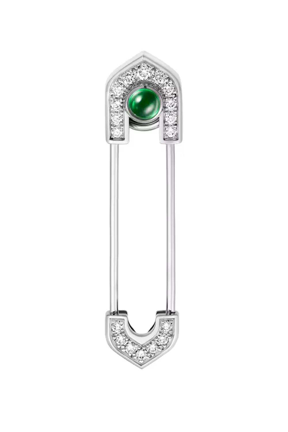 Cartier White White Gold, Diamond and Emerald C de Cartier Tie Pin