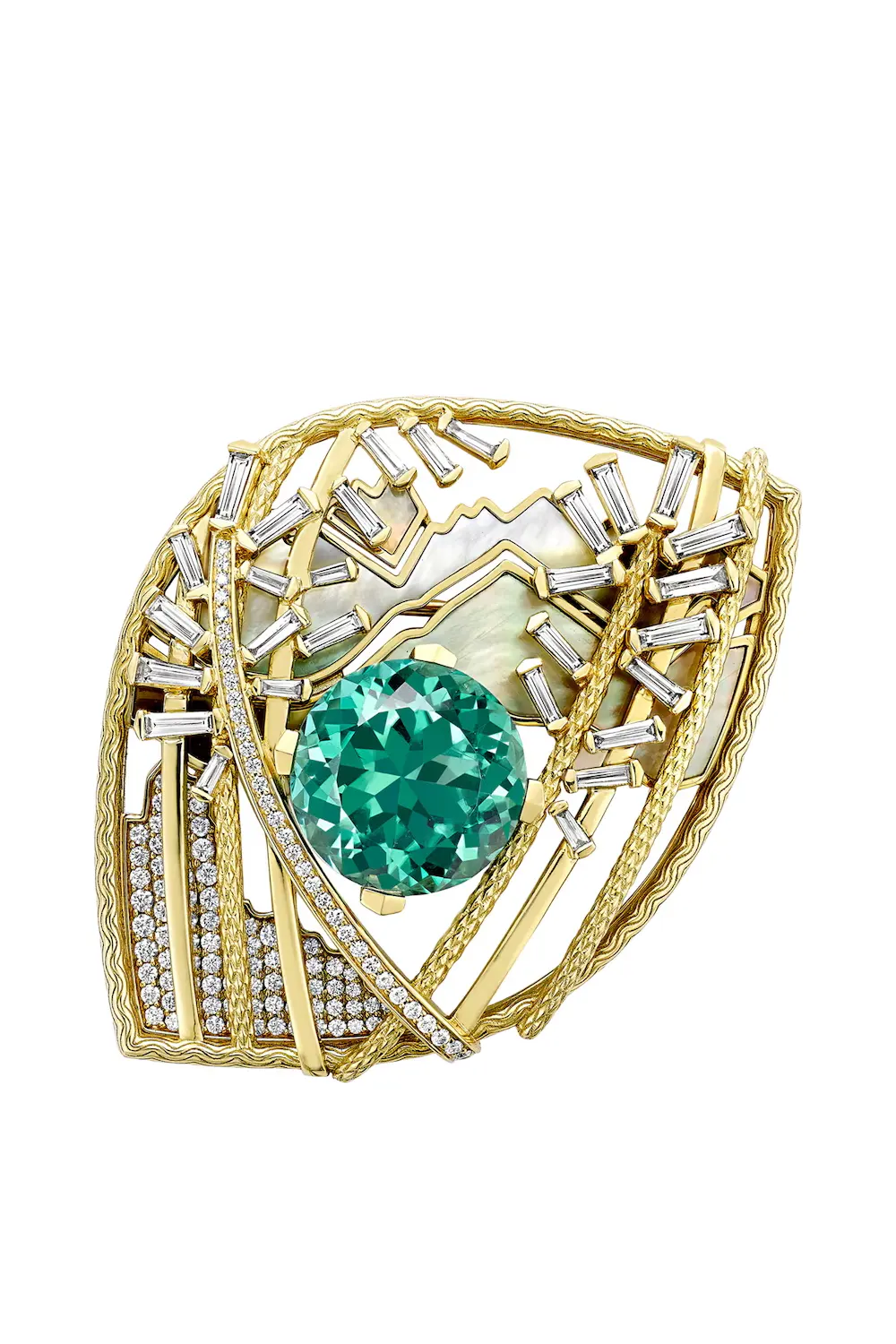 Boodles Yellow Gold, Diamond and Tourmaline A Family Journey St Moritz Brooch