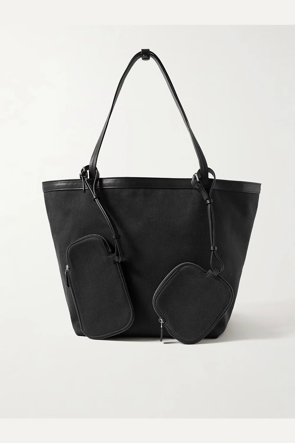 Park leather-trimmed twill tote