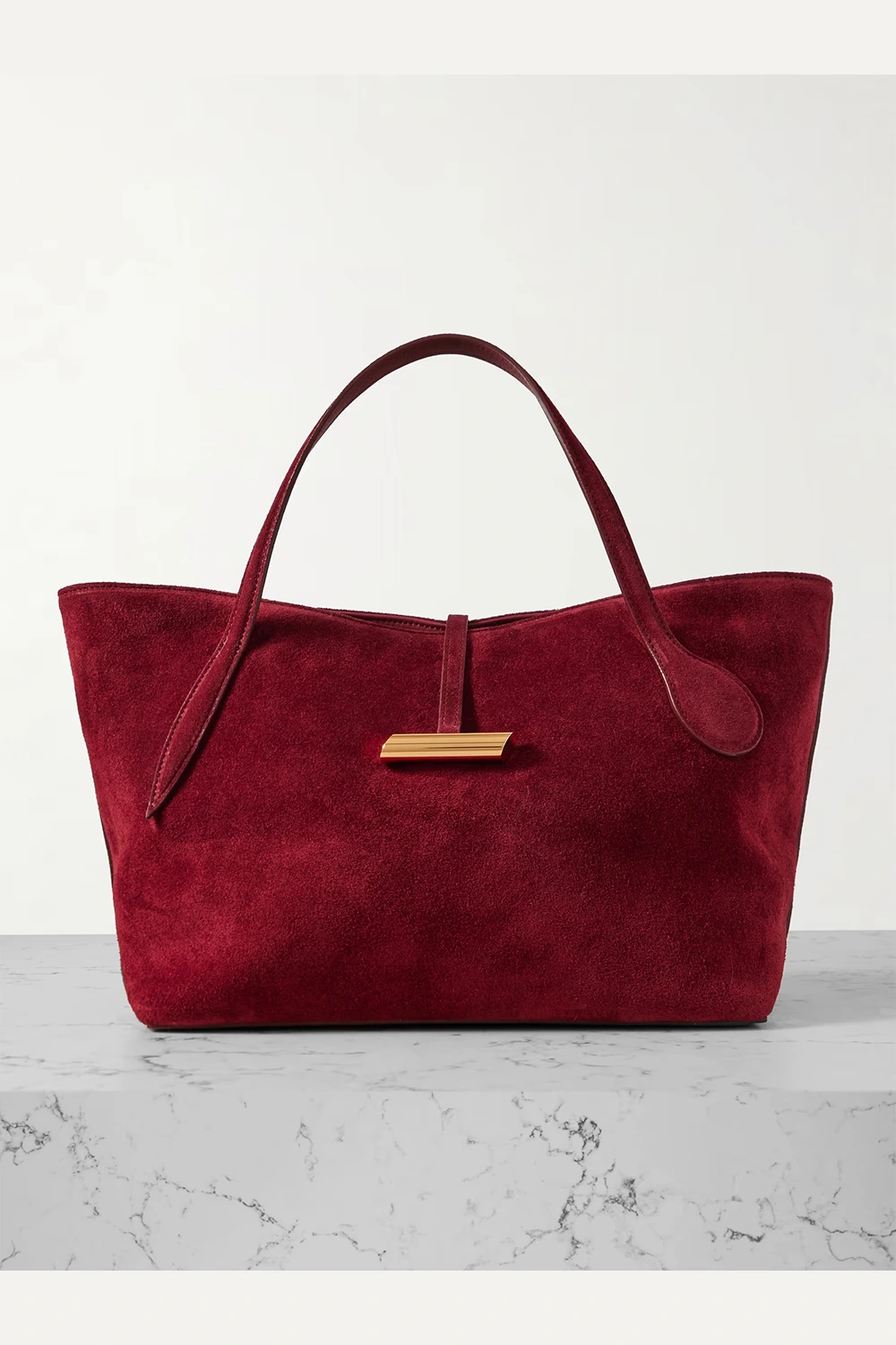 Petite Penne leather-trimmed suede tote