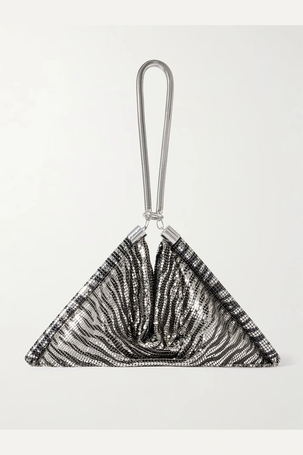 Pixel zebra-print chainmail tote