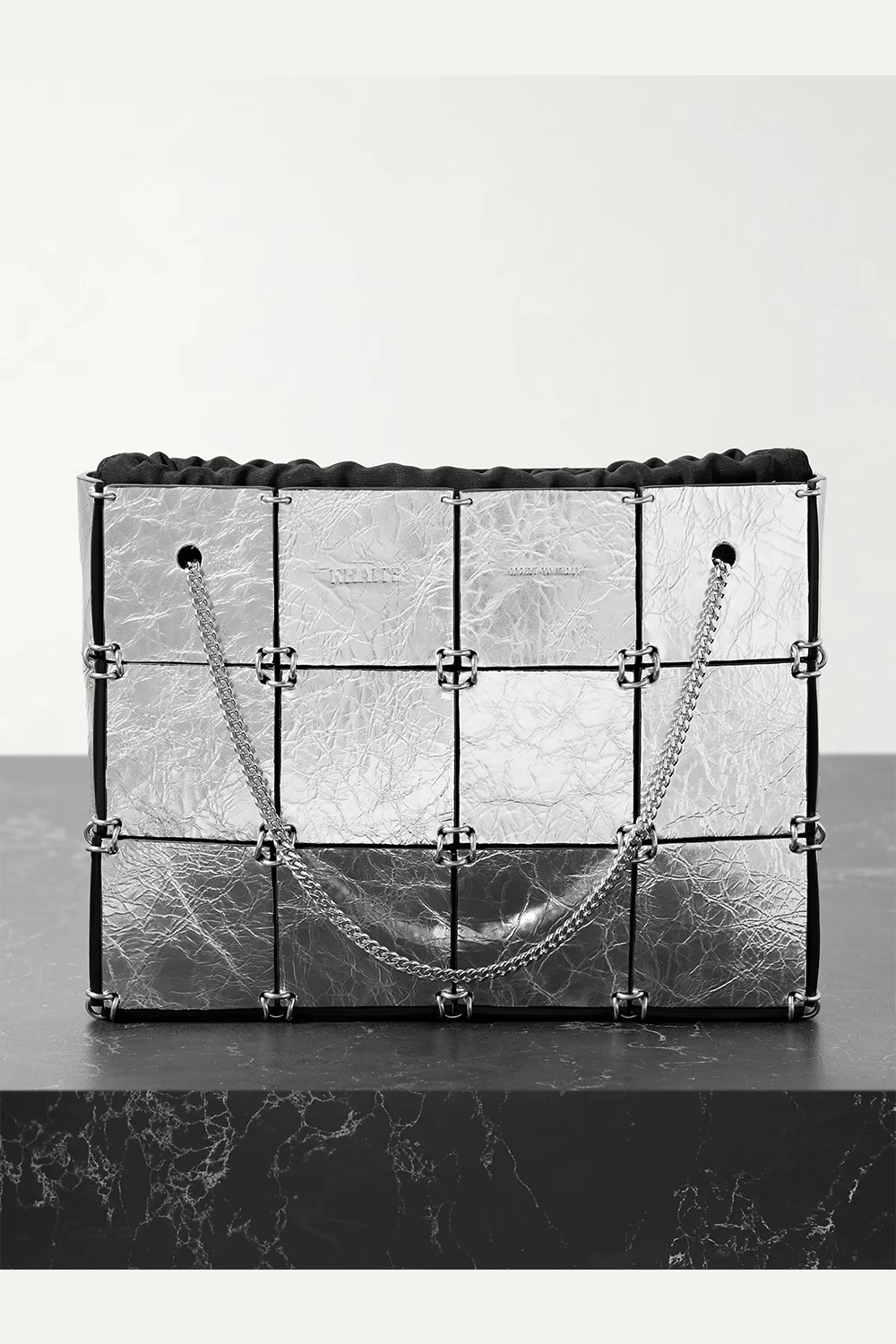 Emma mini embellished metallic crinkled-leather tote