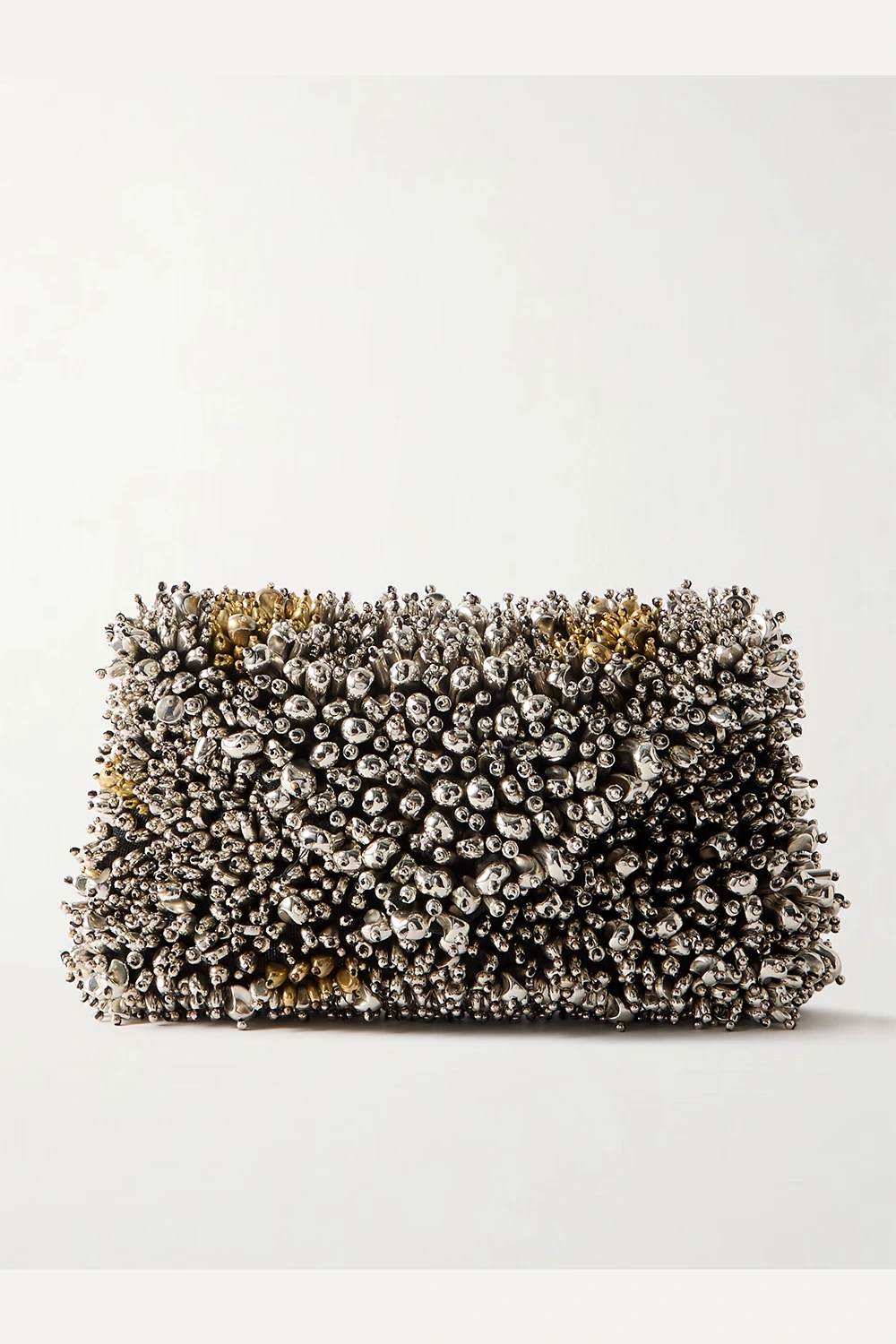 Embellished woven clutch