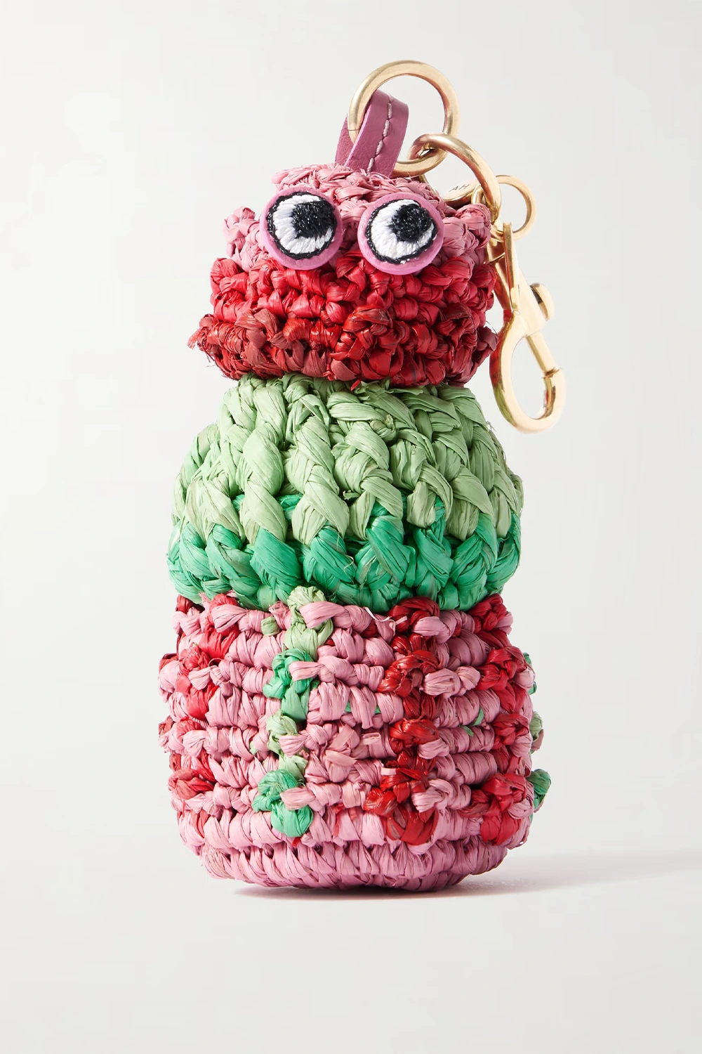 ANYA HINDMARCH Sea Urchin leather-trimmed raffia bag charm