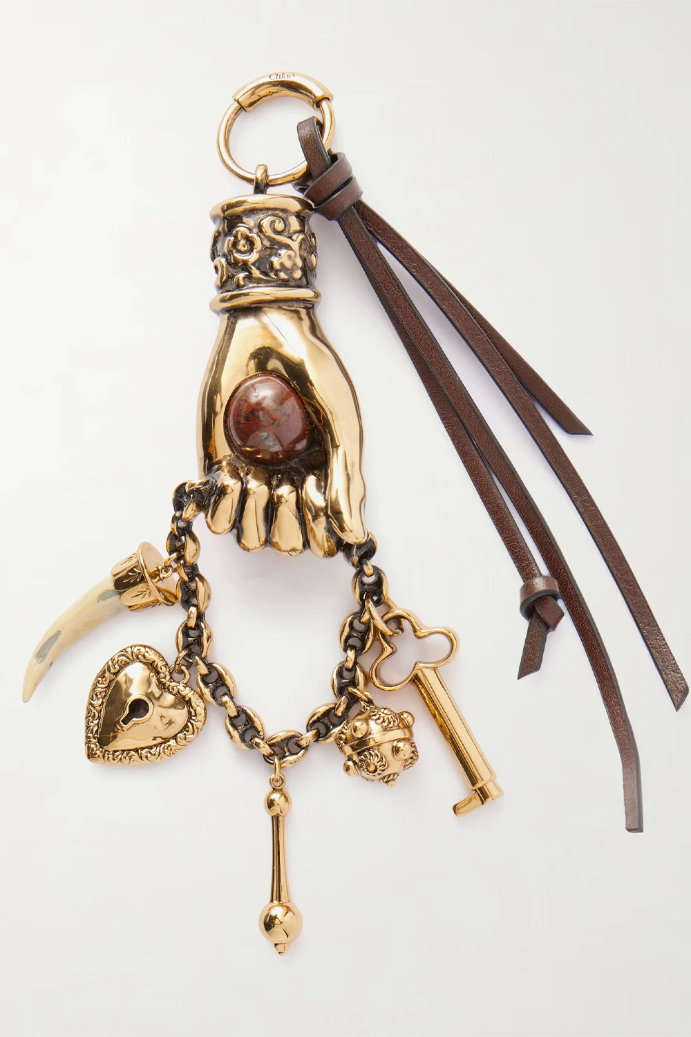 CHLOÉ Laiton gold-tone and leather bag charm