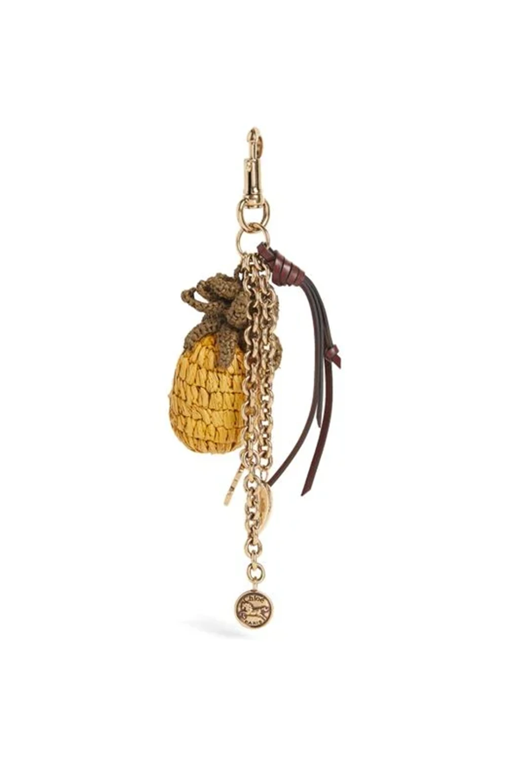 Women's Metallic Raffia Pineapple Bag Charm