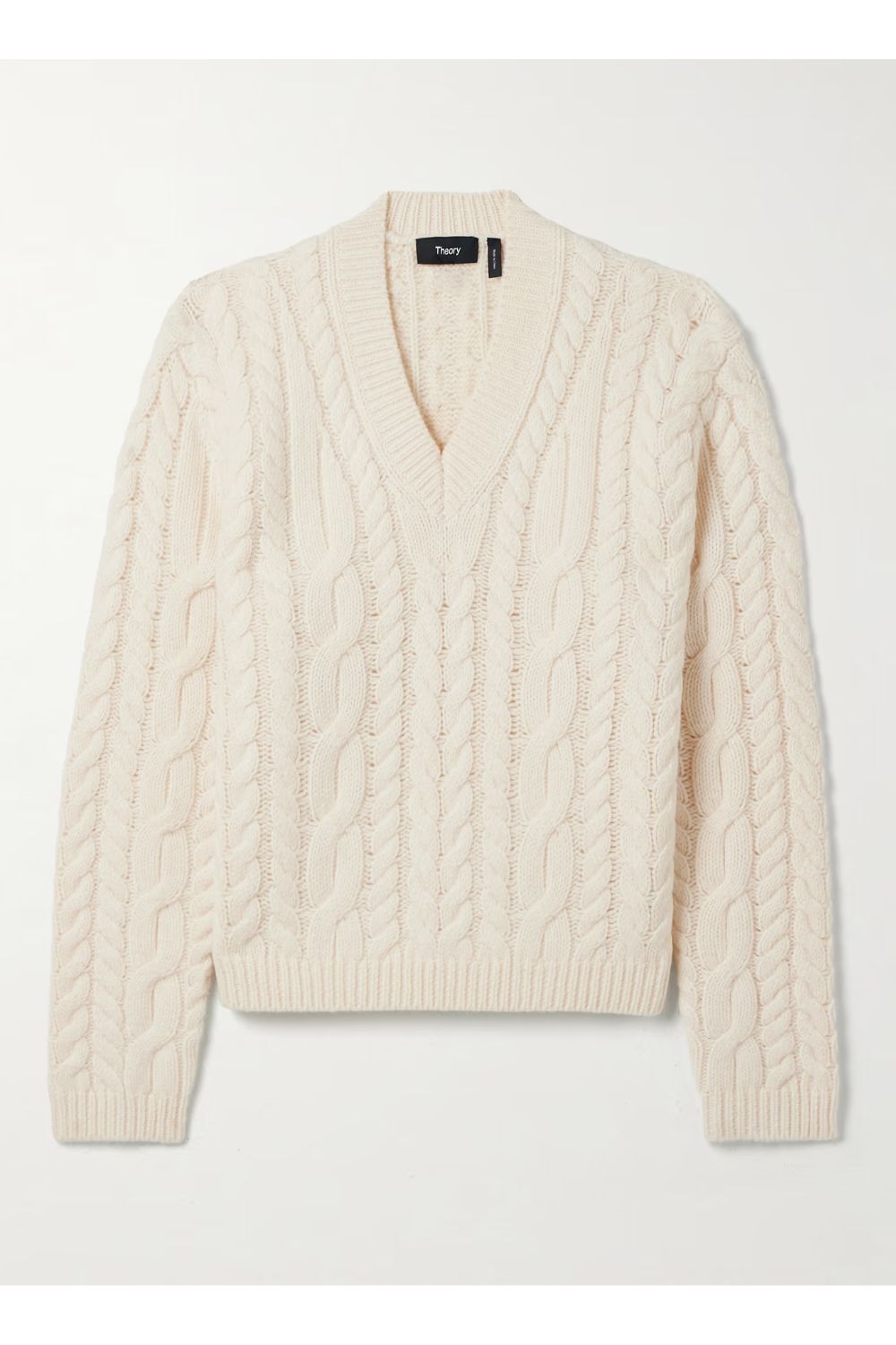 THEORY Cable-knit wool and cashmere-blend sweater