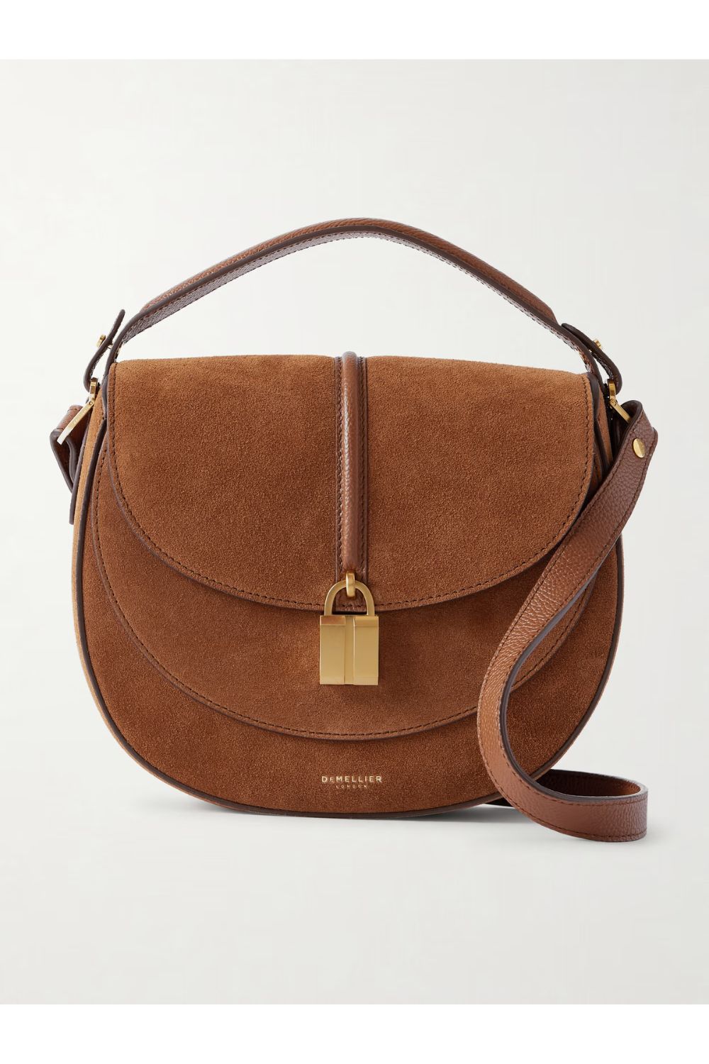 DEMELLIER Siena suede and textured-leather shoulder bag