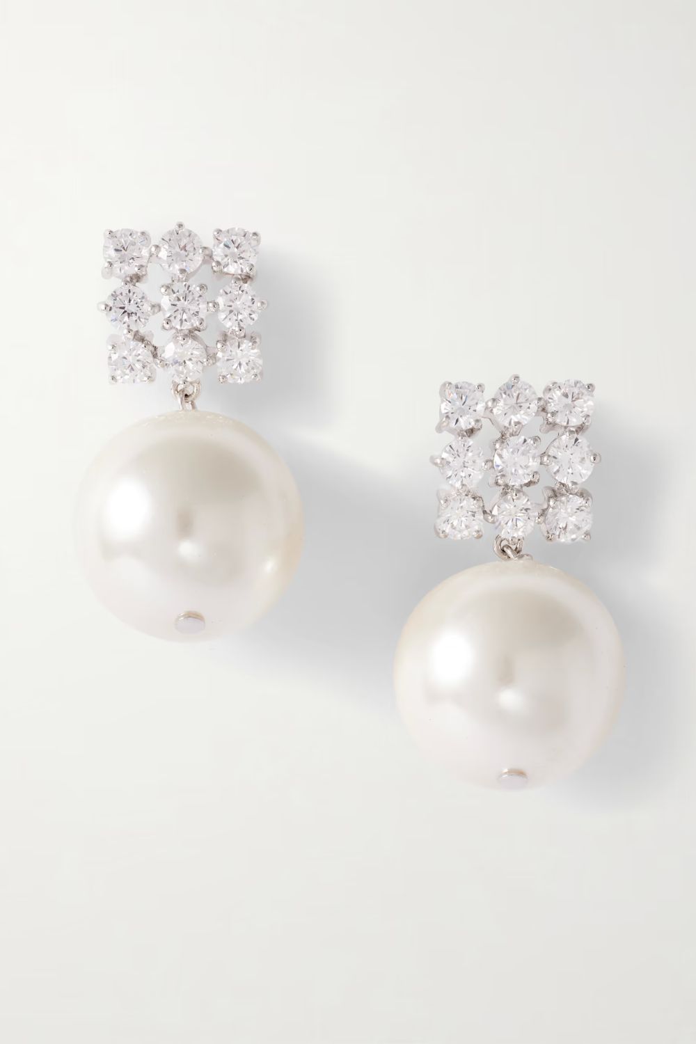COMPLETEDWORKS Rhodium-plated, cubic zirconia and pearl earrings