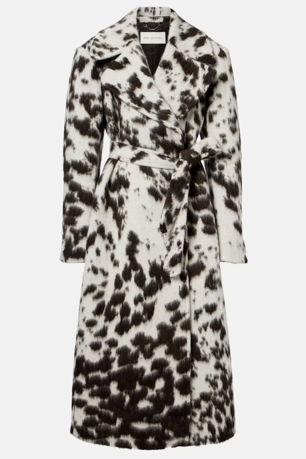 Dries Van Noten Cow-print wool and alpaca-blend coat