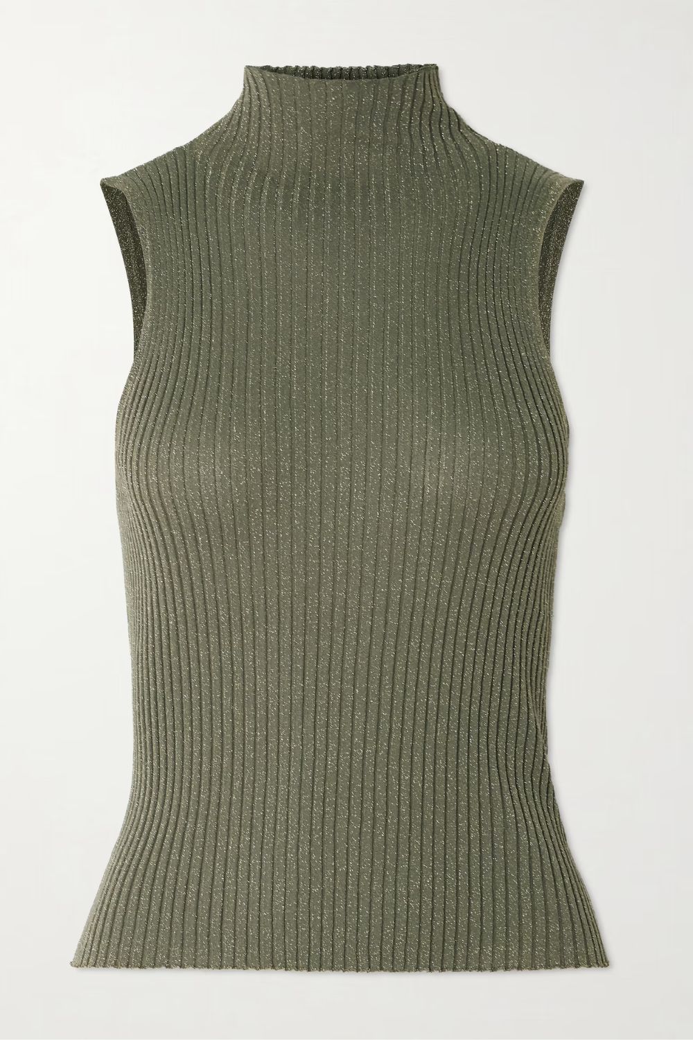 LESET Blake ribbed Lurex turtleneck top
