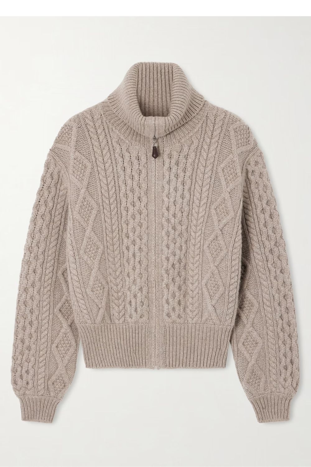 LORO PIANA Eyre cable-knit cashmere turtleneck cardigan