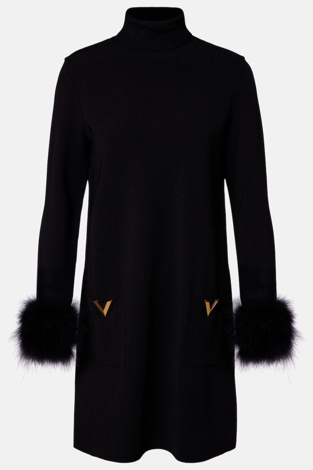 Valentino VLogo feather-trimmed turtleneck minidress