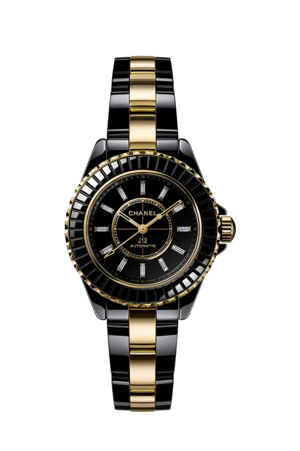 CHANEL Yellow Gold, Ceramic and Diamond J12 Calibre 12.2 Watch 33mm