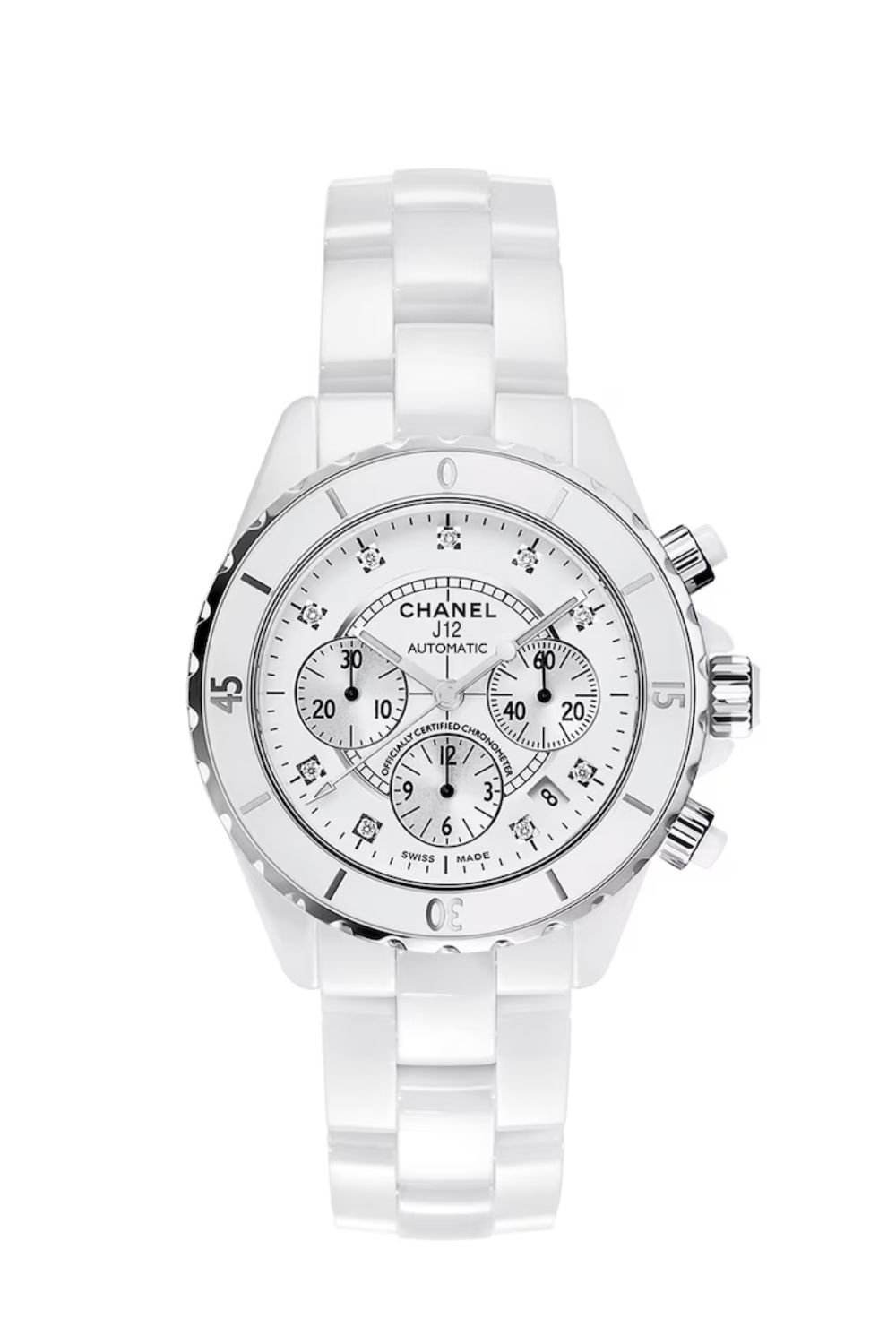 CHANEL Ceramic, Steel and Diamond J12 Chronograph Watch 41mm