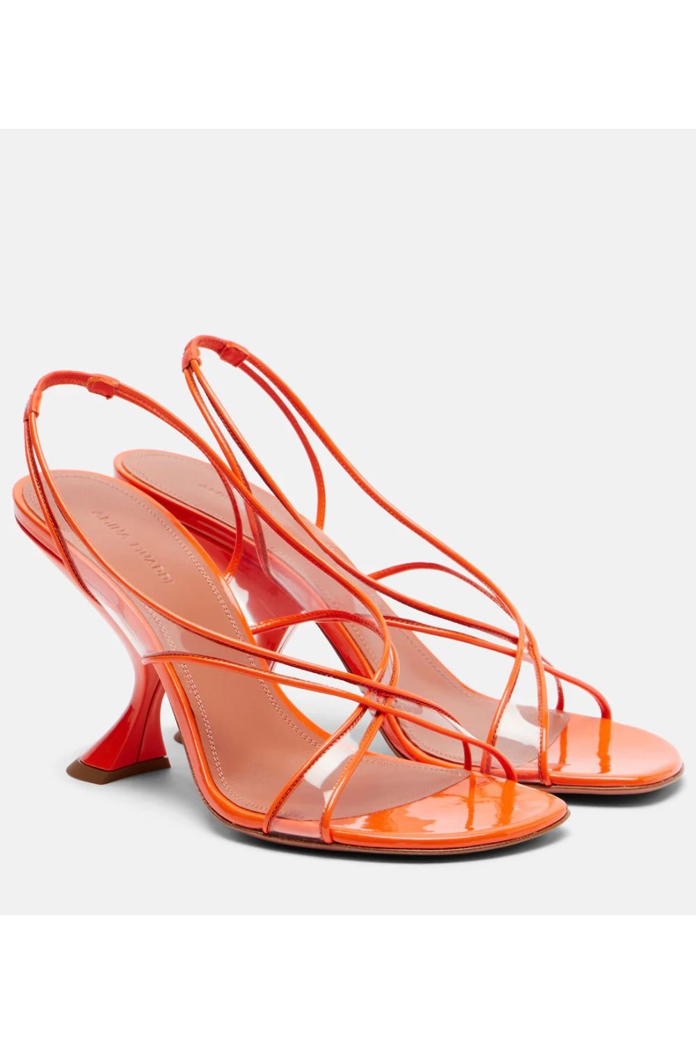 Amina Muaddi Lena 90 PVC and patent leather sandals
