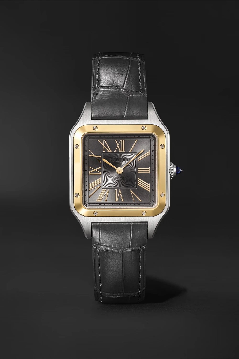 CARTIER Santos-Dumont Large 43.5mm 18-Karat Gold, Stainless Steel and Alligator Watch,