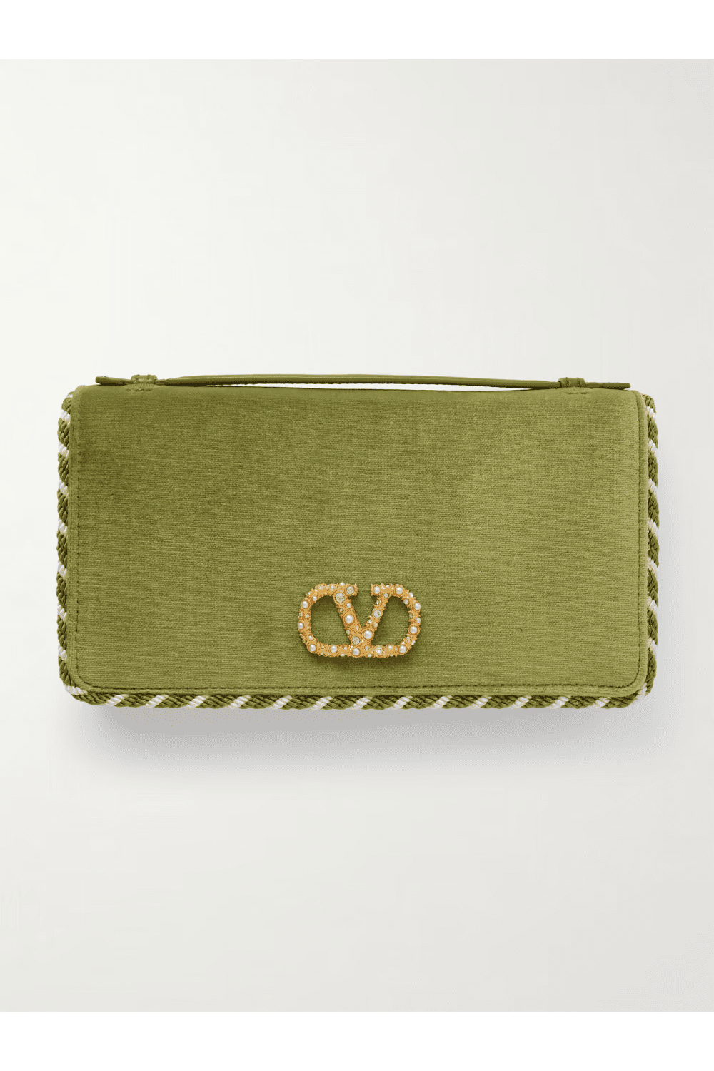 VALENTINO GARAVANI VLogo Signature embellished leather-trimmed velvet wallet