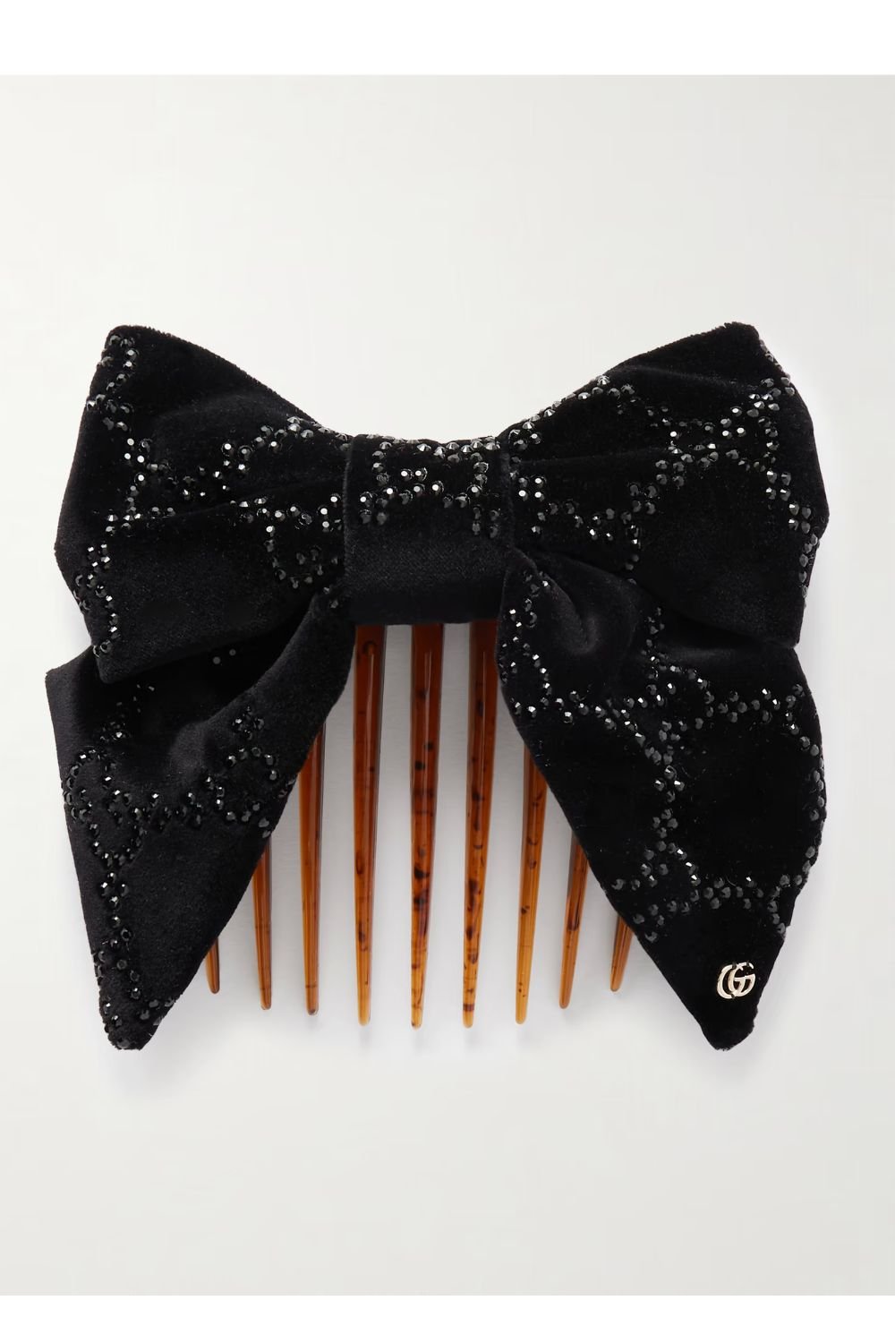 GUCCI Crystal-embellished cotton-blend velvet hair clip