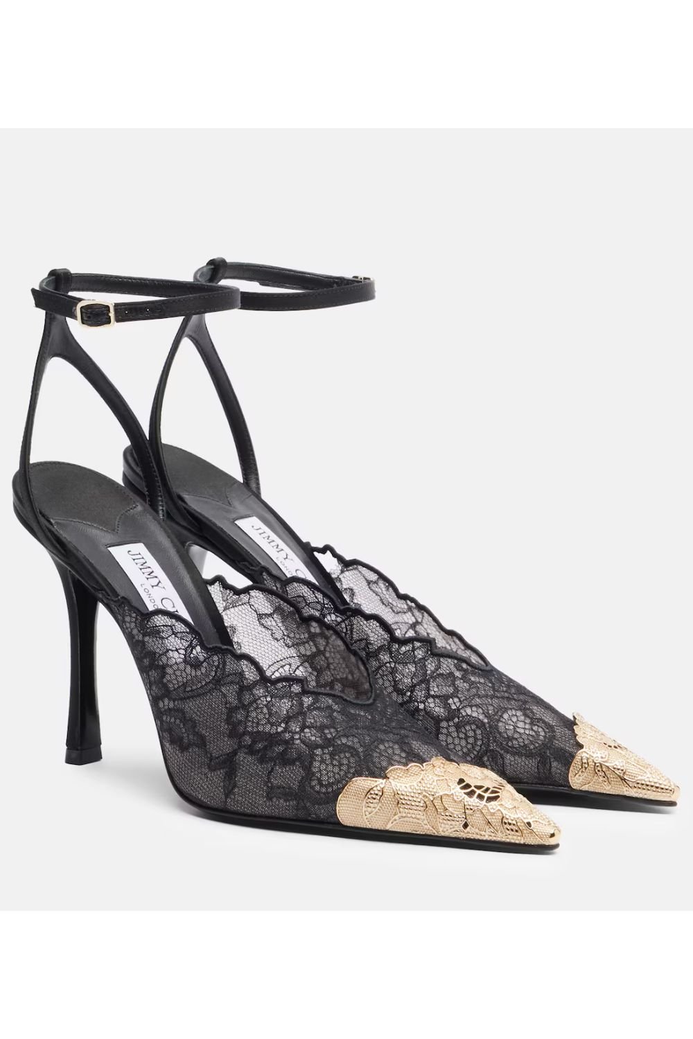 Jimmy Choo Faiz 100 leather-trimmed lace pumps