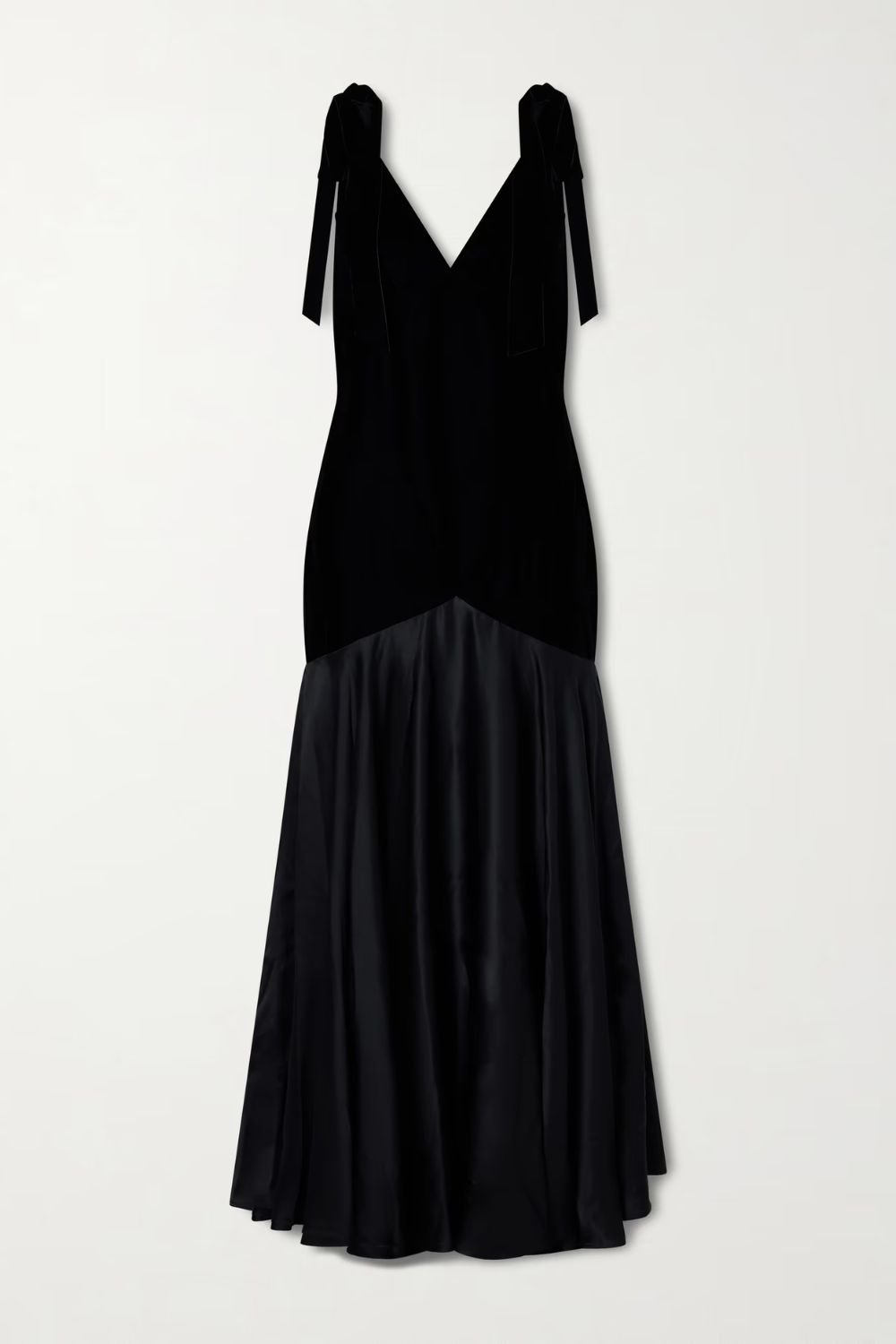 RODARTE Bow-detailed velvet and silk-satin gown