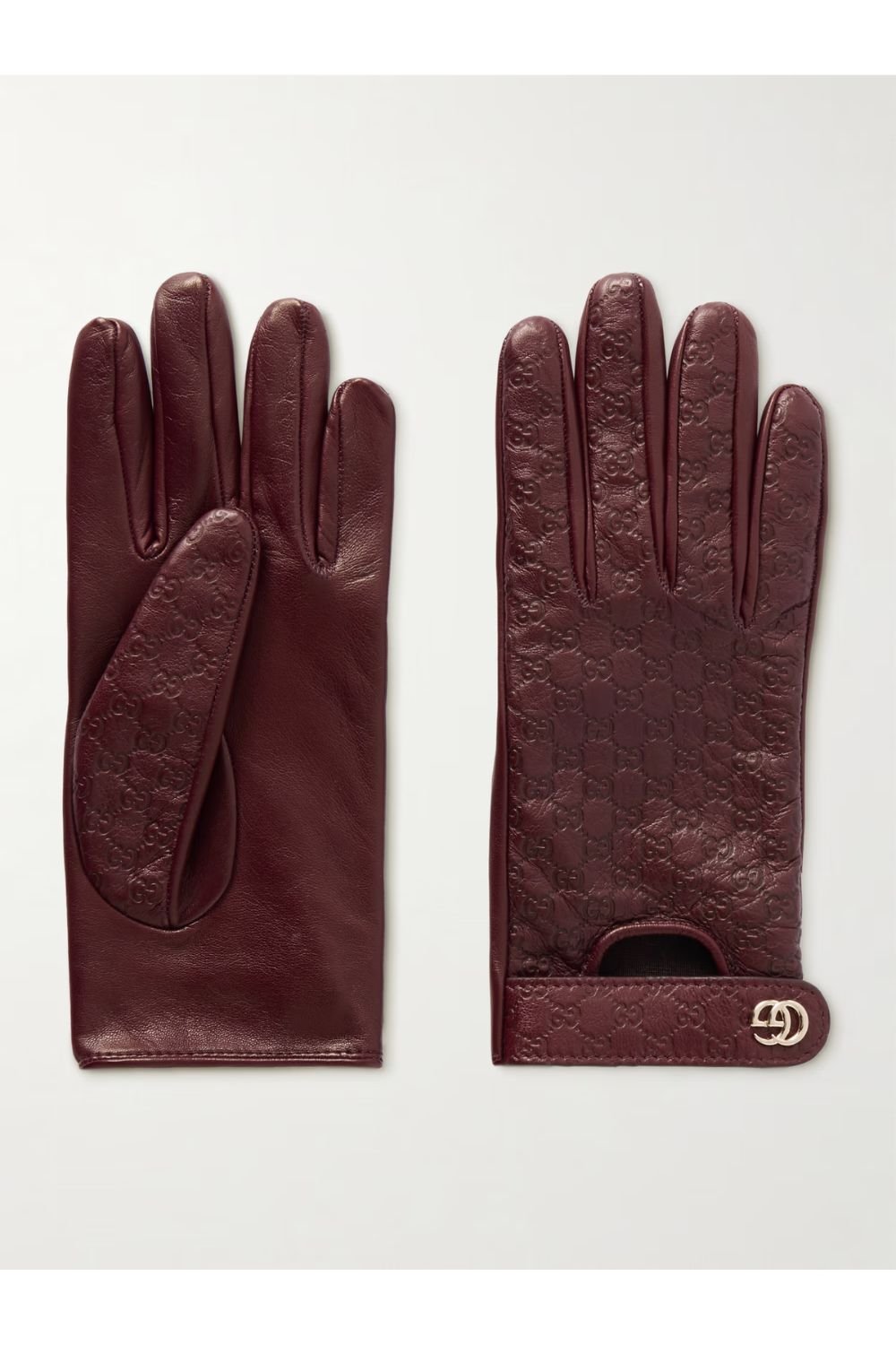 GUCCI Debossed leather gloves