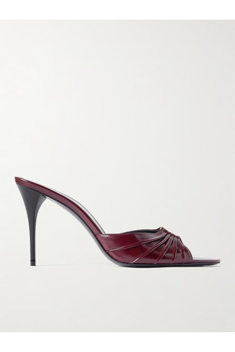 SAINT LAURENT Babylone embellished gathered patent-leather mules