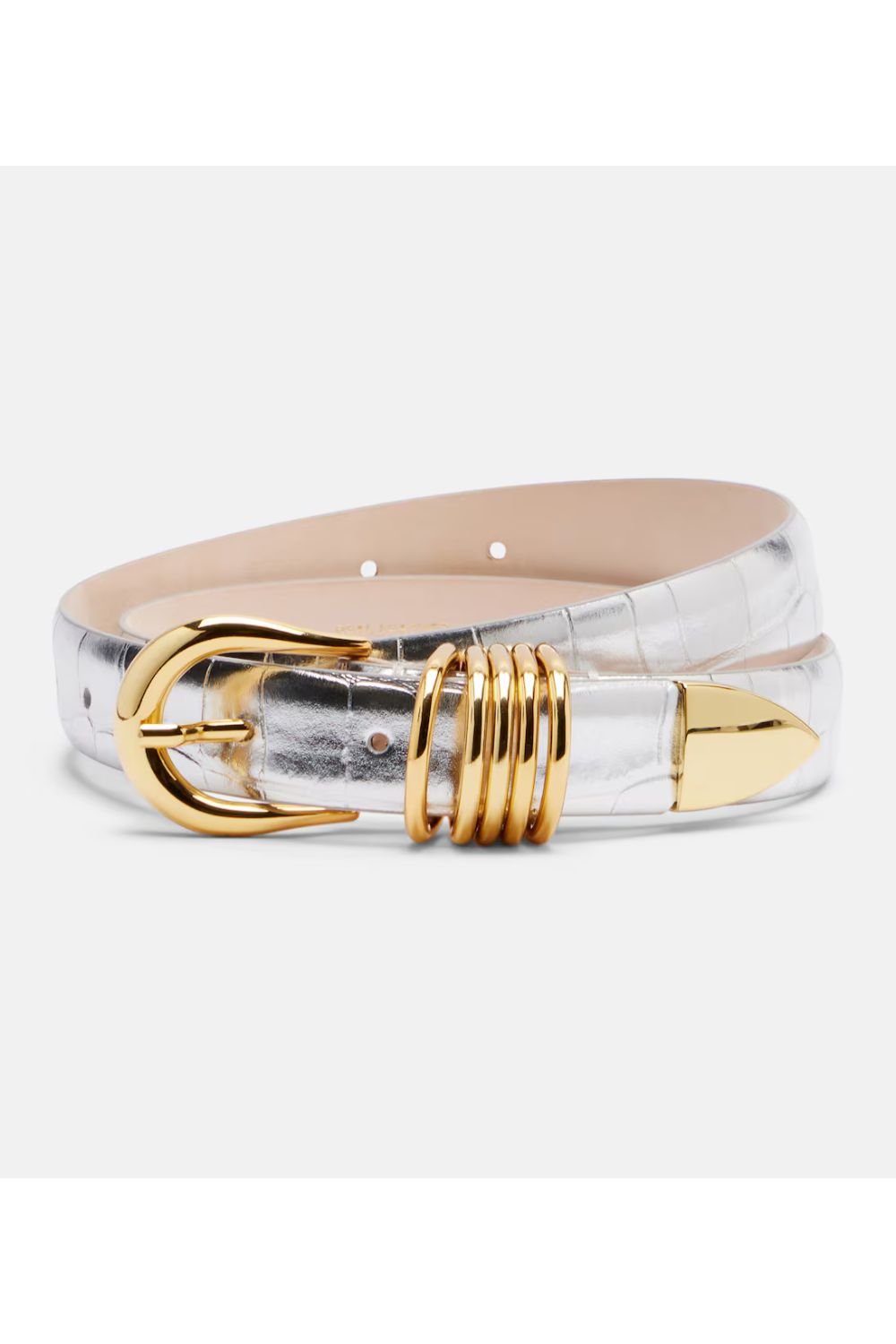 Déhanche Hollyhock croc-effect mirrored leather belt