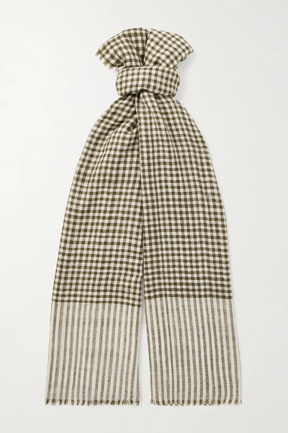 ANDERSON & SHEPPARD + Camoshita Frayed Checked Cashmere Scarf