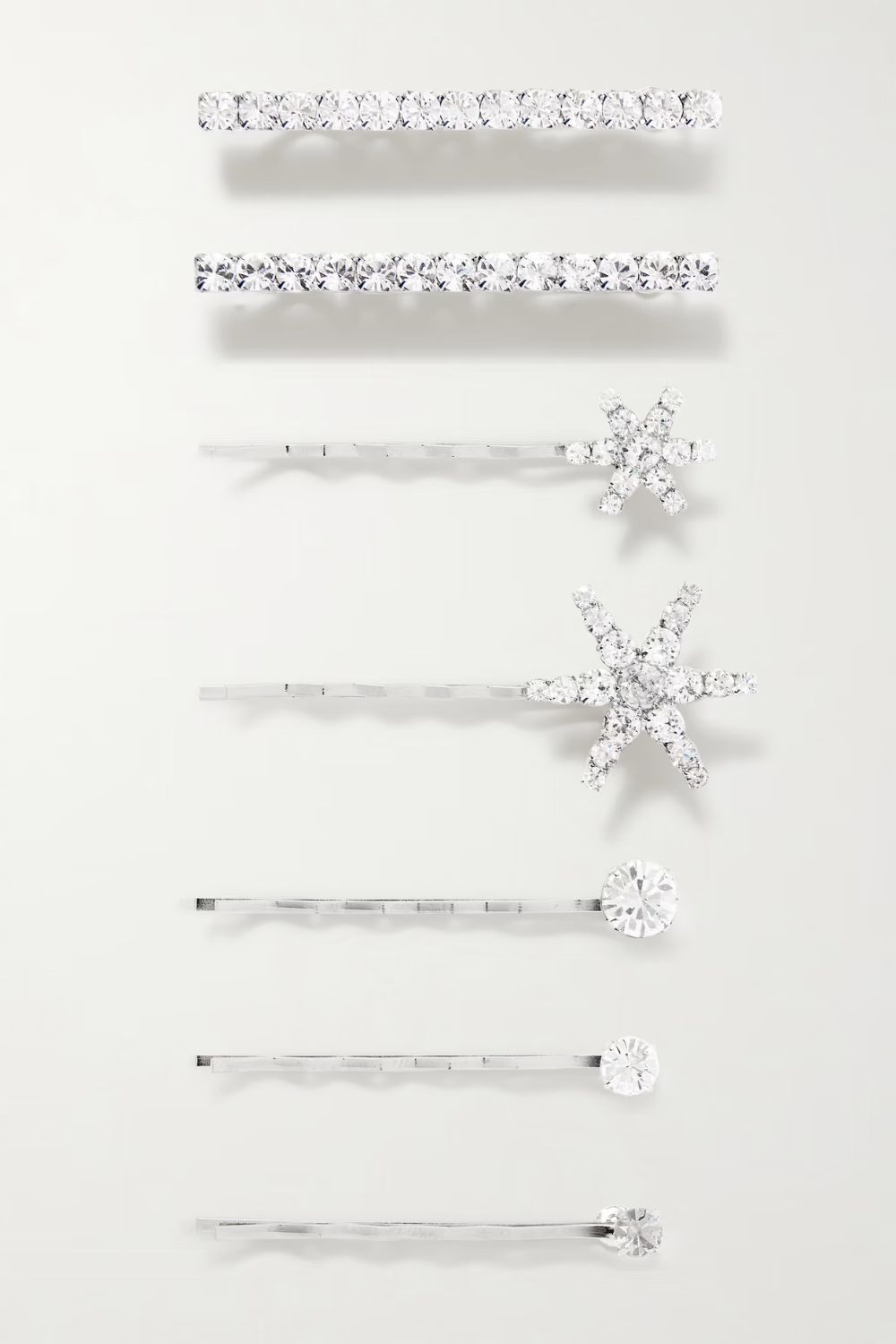 JENNIFER BEHR Luzia set of seven silver-tone Swarovski crystal hair slides