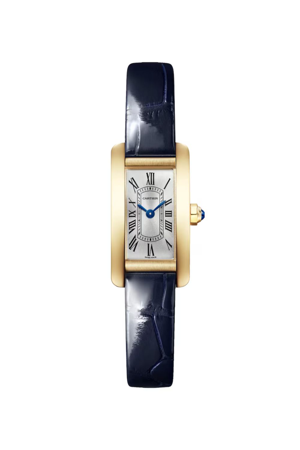Cartier Mini Yellow Gold and Sapphire Tank Américaine Watch 15.2mm