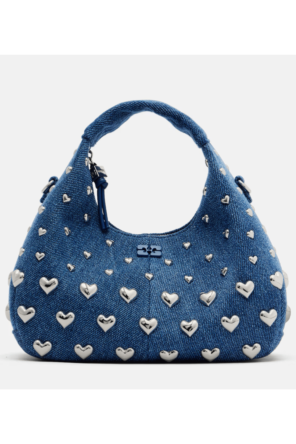 Ganni Mini studded denim top-handle bag