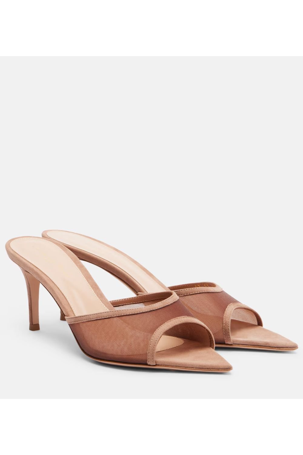 Gianvito Rossi Sienna 70 suede-trimmed mesh mules